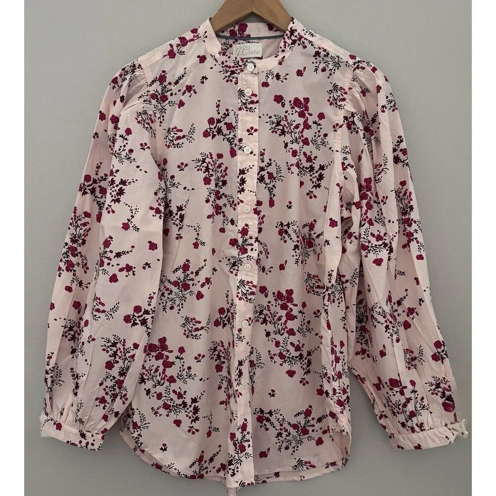 J. Crew Pink Floral Classic Blouse Size 8